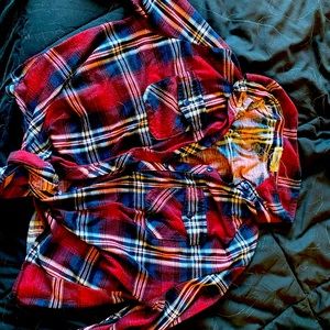 Cropped flannel. Button down with tie in the front